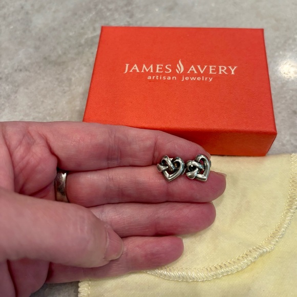 James Avery Silver Knot Heart Earrings Retired Design - Picture 1 of 4